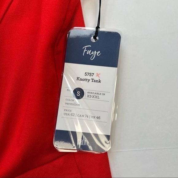 CAbi 5757 Vermillion Red French Terry Twist Front Knotty Tank S - Picture 6 of 9